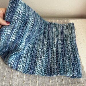 Handmade Crocheted Neck Warmer Infinity Scarf Unisex Chunky Blue Acrylic